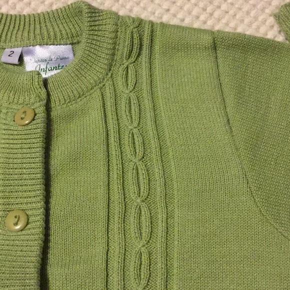 Pale green toddler cardigan sweater - Picture 2 of 8